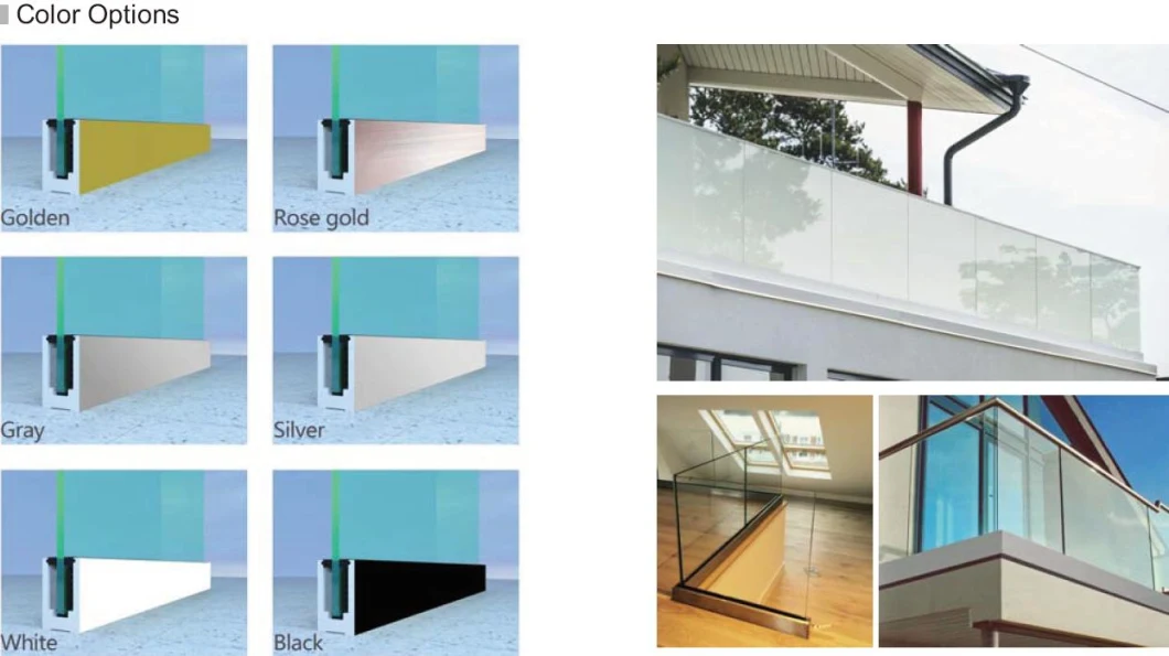 Indoor Glass Stair Railing Frameless Apartment 6063 Aluminium U Channel Profile Railing Garden Fencing Aluminum U Channel System