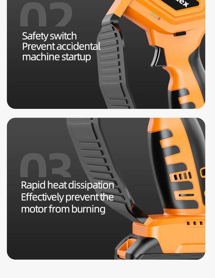 Gold Index Professional 21V Wood Cutter Cordless Lithium Battery 6/8 Inch Portable Electric Mini Chainsaw with Accessories