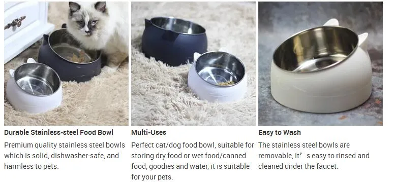 Wholesale Oblique Mouth Design Pet Feeding Bowl Cat Dog Food Water Stainless Steel Bowl