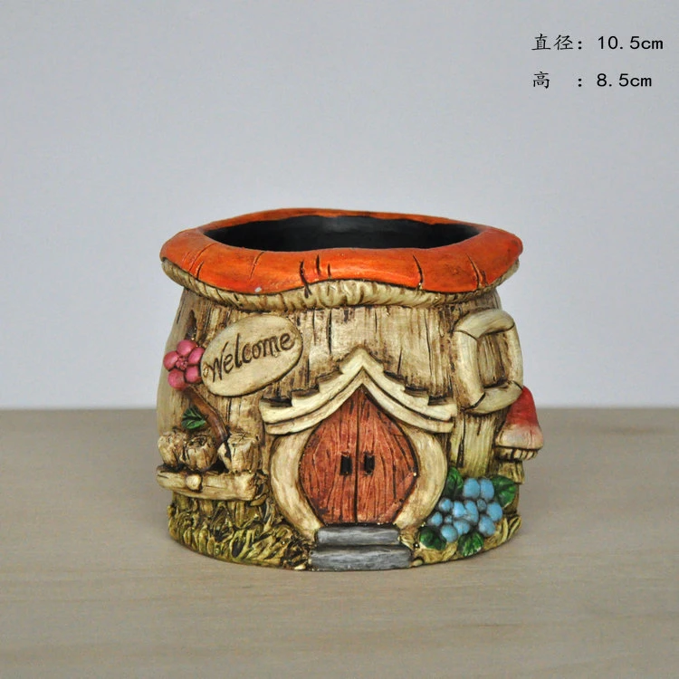 Custom Mushroom House Basket Garden Flower Pot Planter