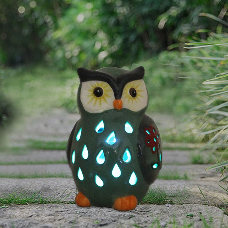 LED Light Solar Animal Owl Color Changing Garden Decorations Waterproof Wyz11902