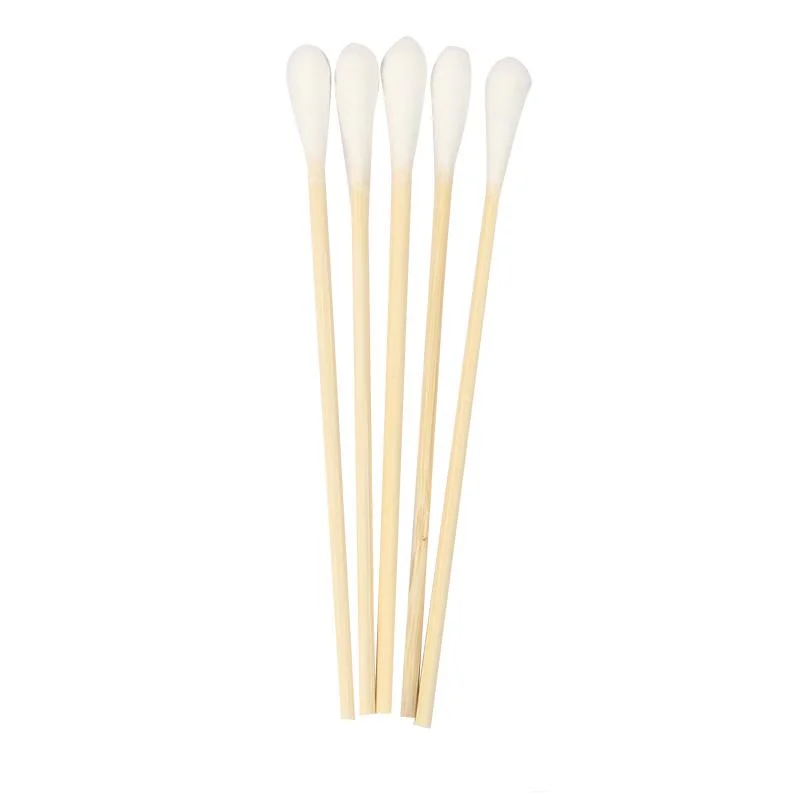 Ear Cleaning White Plastic Cotton Buds Wooden Stick Swab