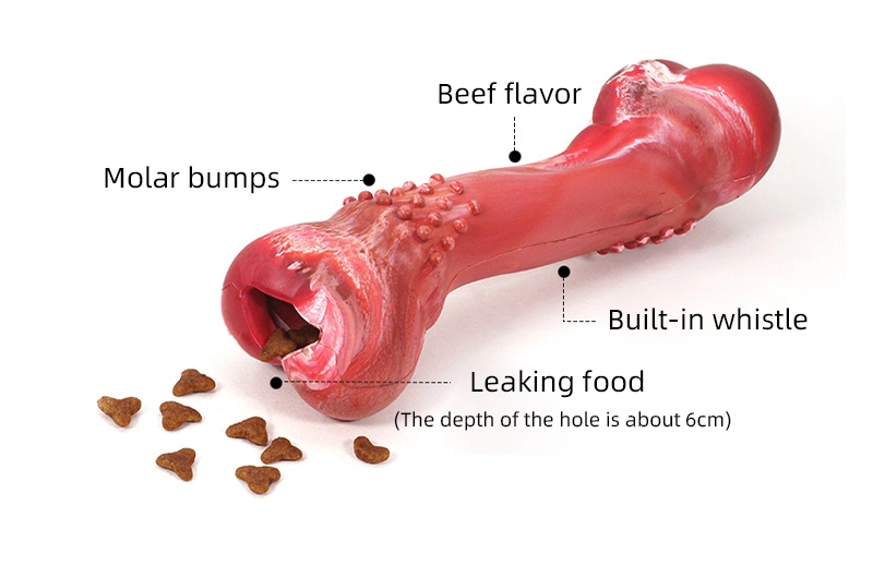 Indestructible Food Leaking Chew Bone Treat Dispensing Large Medium Dog Breed Dogs-Teeth Cleaning Interactive Dog Toys