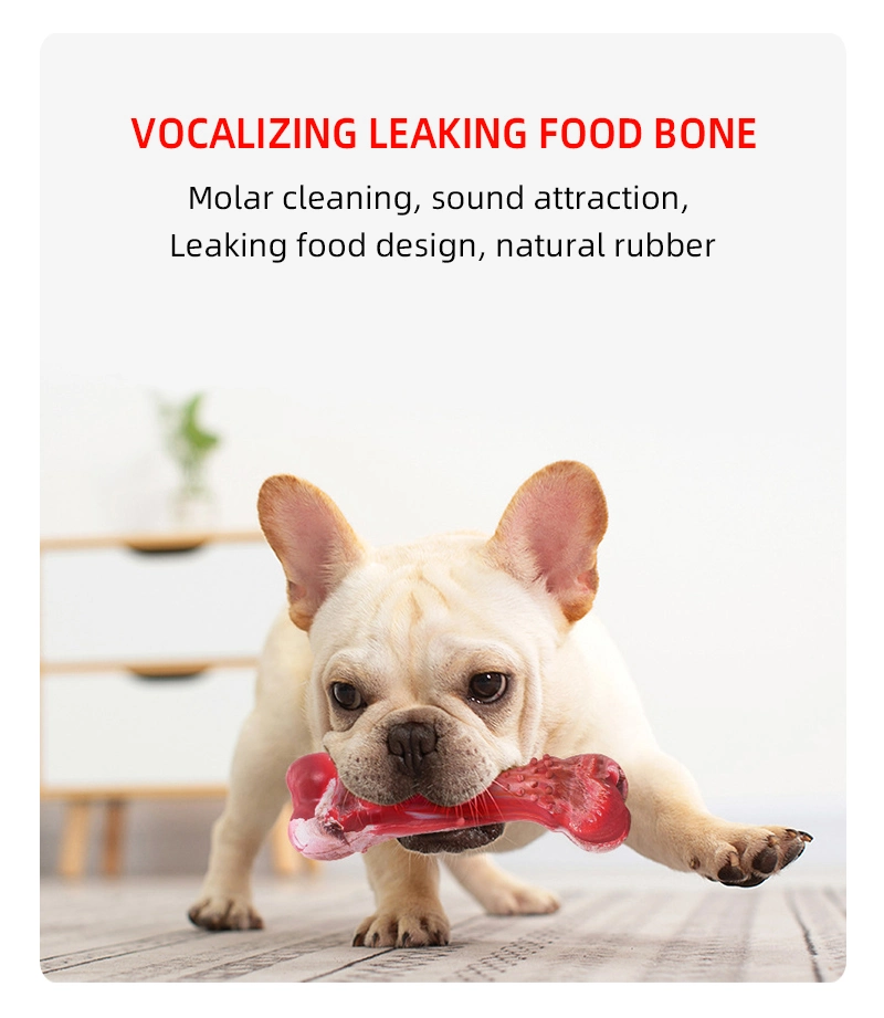 Indestructible Food Leaking Chew Bone Treat Dispensing Large Medium Dog Breed Dogs-Teeth Cleaning Interactive Dog Toys