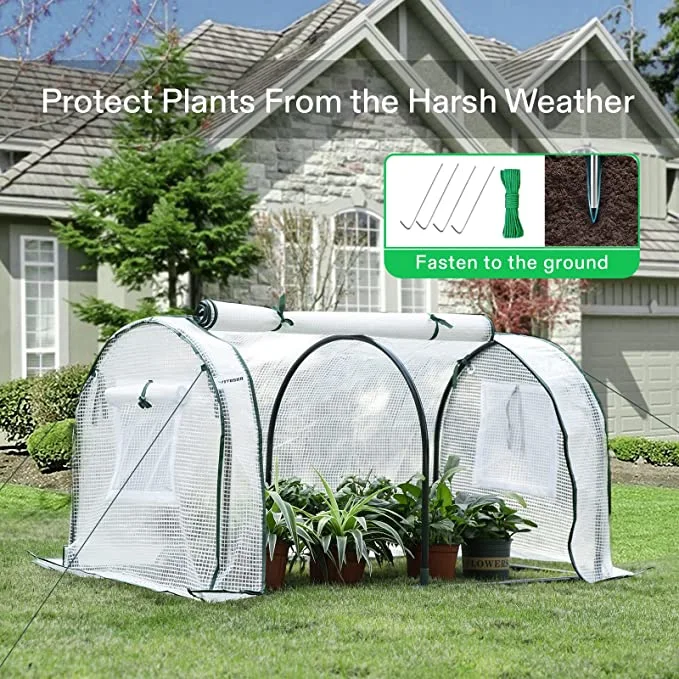 47.2 X 23.6 X 23.6 Inch Portable Mini Green House, PE Cover and Roll-up Zipper Door for Outdoor Plant Growing