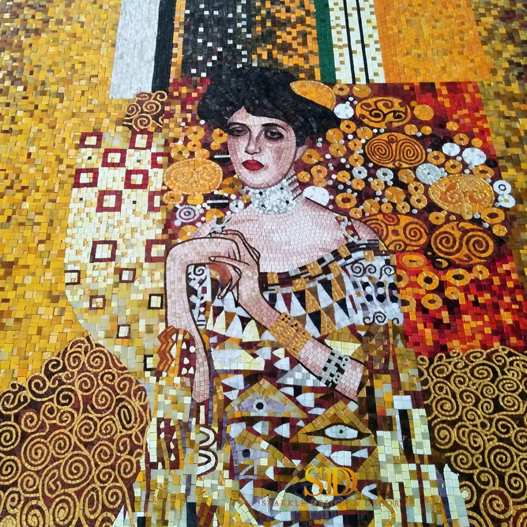 Luxury European Oil Painting in Glass Mosaic Patterns Glass Mosaic Mural Glass Mosaic Artwork for Wall Decor