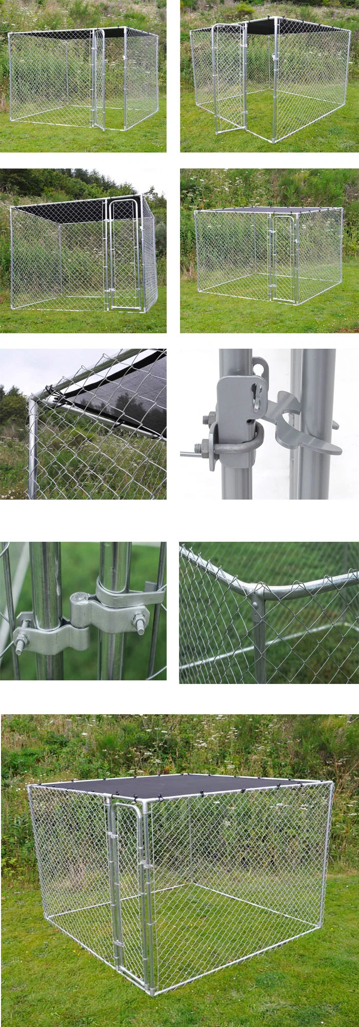 Outdoor Durable Steel Frame Chain Link Large Steel Dog Cage