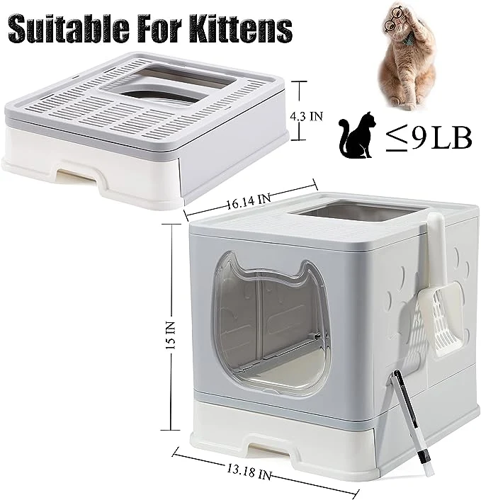 Portable Cover Self Cleaner Cat Litter Box Small Medium Cats Top Entry Kitten Litter Potty