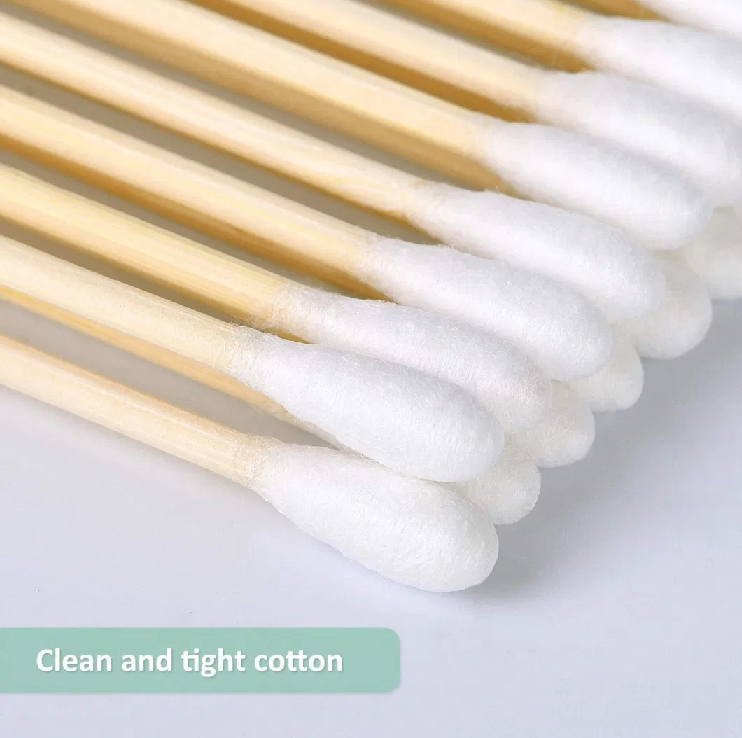 Custom Made 100PCS Biodegradable Hotel Bamboo Stick Cotton Bud Swabs