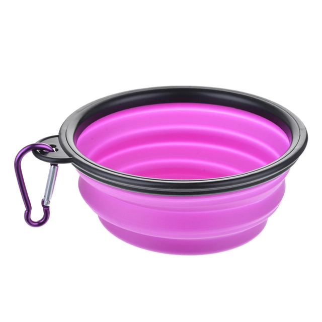 Portable Black Frame Dog Silicone Pet Foldable Water Bowl