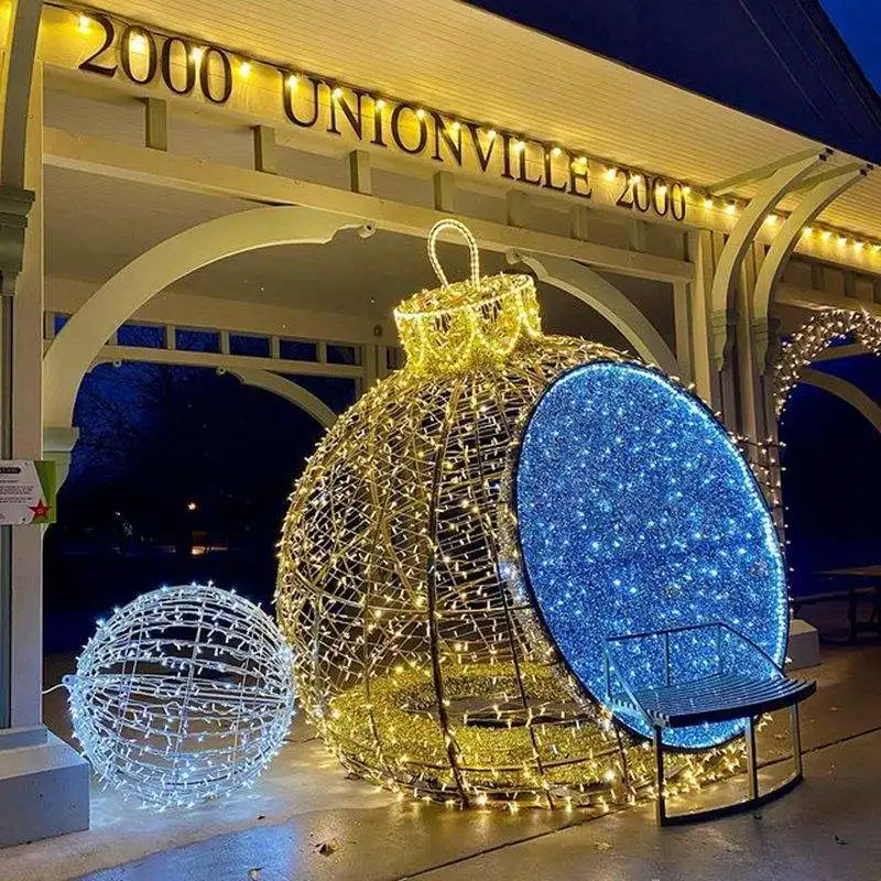 3m Giant Outdoor Commercial LED Lighted Walk Through LED Ball Bauble Christmas Ornament for Exterior