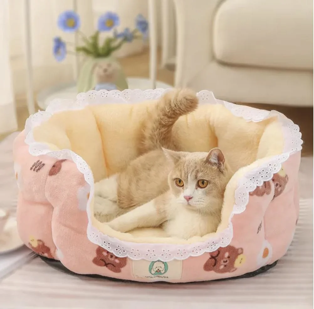 Hot Selling Cute Cartoon Printing Plush Kennel Pet Small Animal Dog Cat Beds Mat