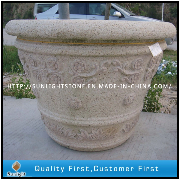G682 Rusty Stone Granite Outdoor Flower Pot for Garden Landscape