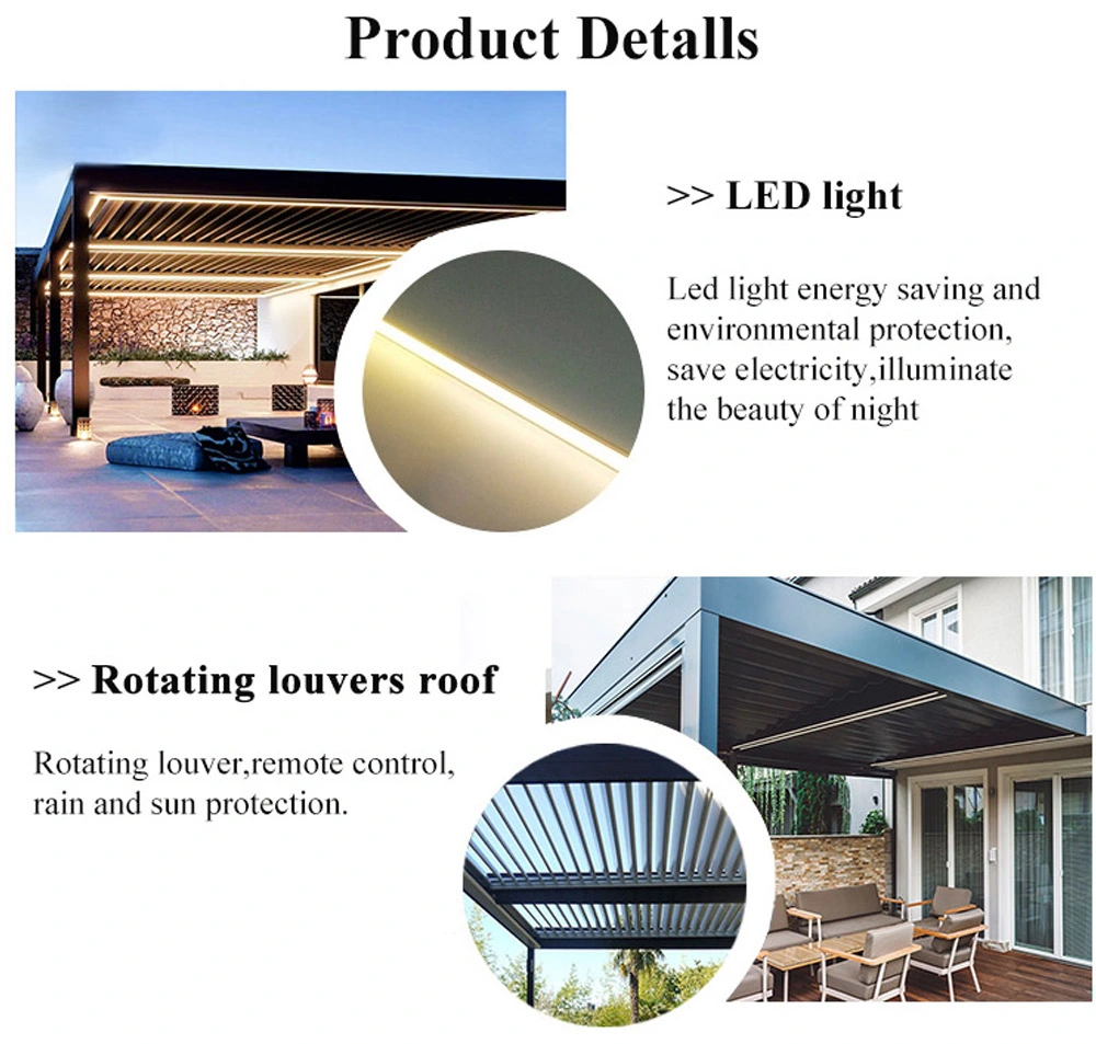 2-20% Discount Bioclimatic Patio Awnings Canopy Solid Roof LED Pergola Aluminium Outdoor Garden Buildings