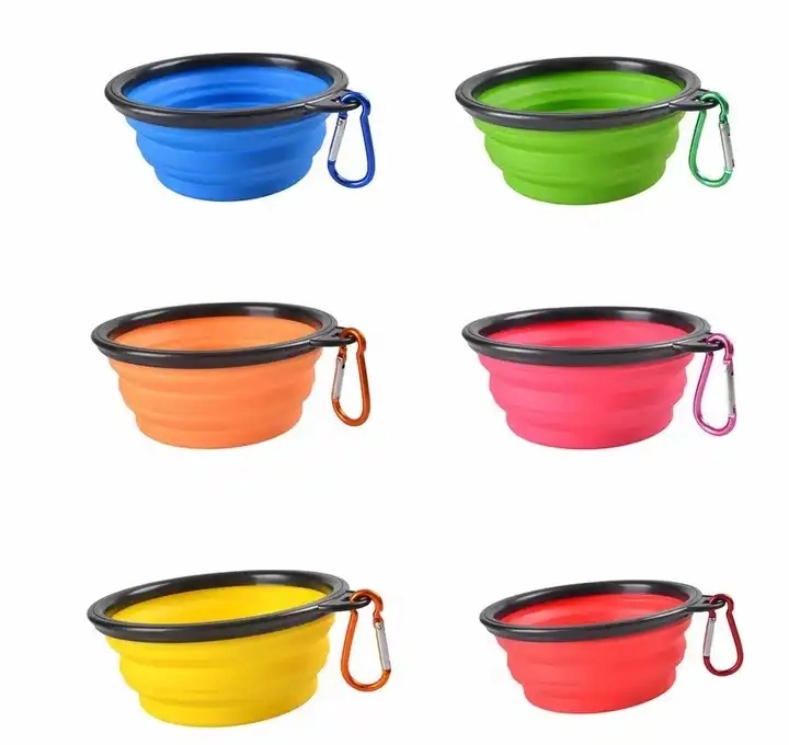 Dog and Cat Folding Bowl Pet Silicone Collapsible Travel Outdoor Portable Foldable Drinking Water Feeding Slow Food Bowl