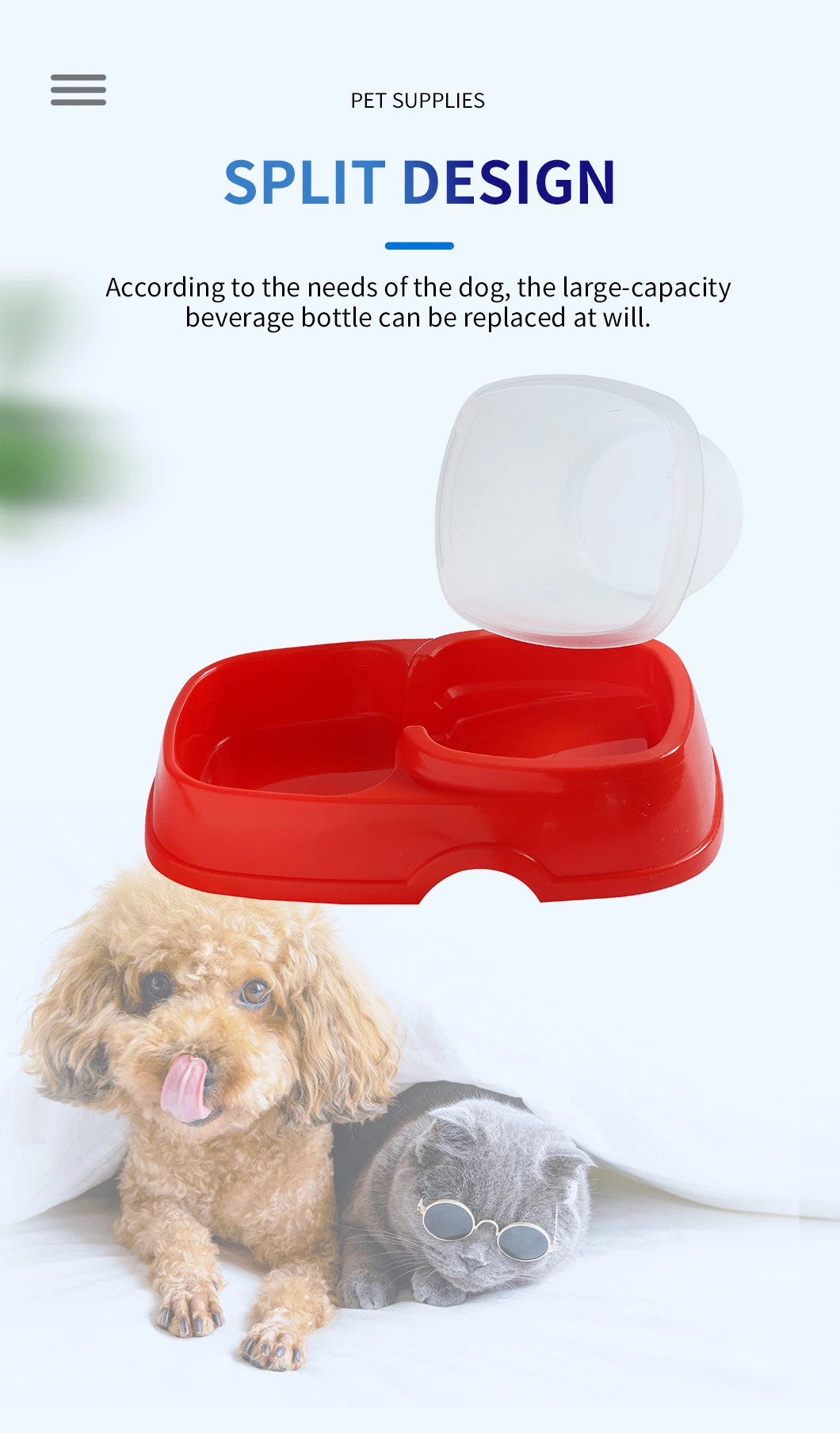 OEM Automatic Dog Cat Puppy Water Food Bowl Raised Food Dispenser Pet Bowls for Cats and Dogs