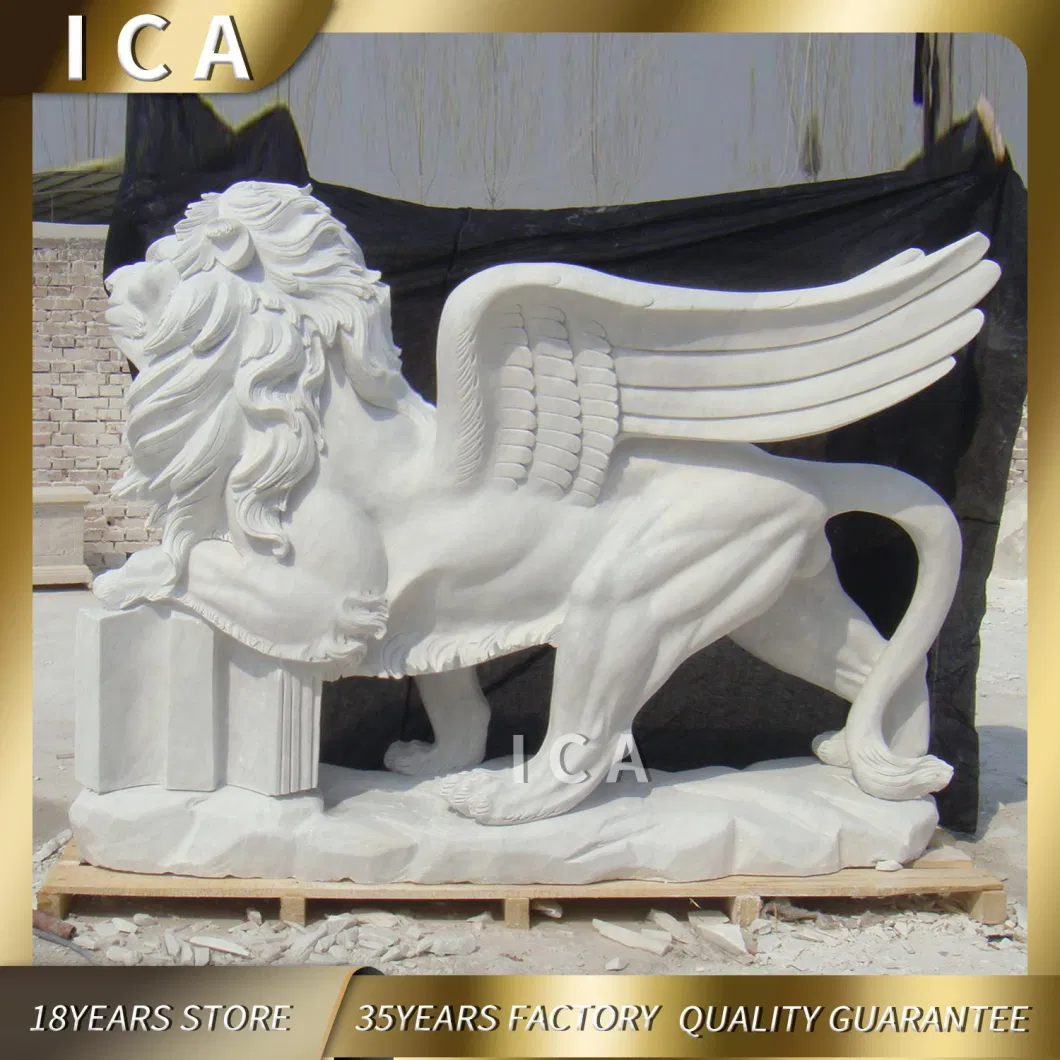 Life Size Outdoor Decoration Carving Marble Lying Lion Statue