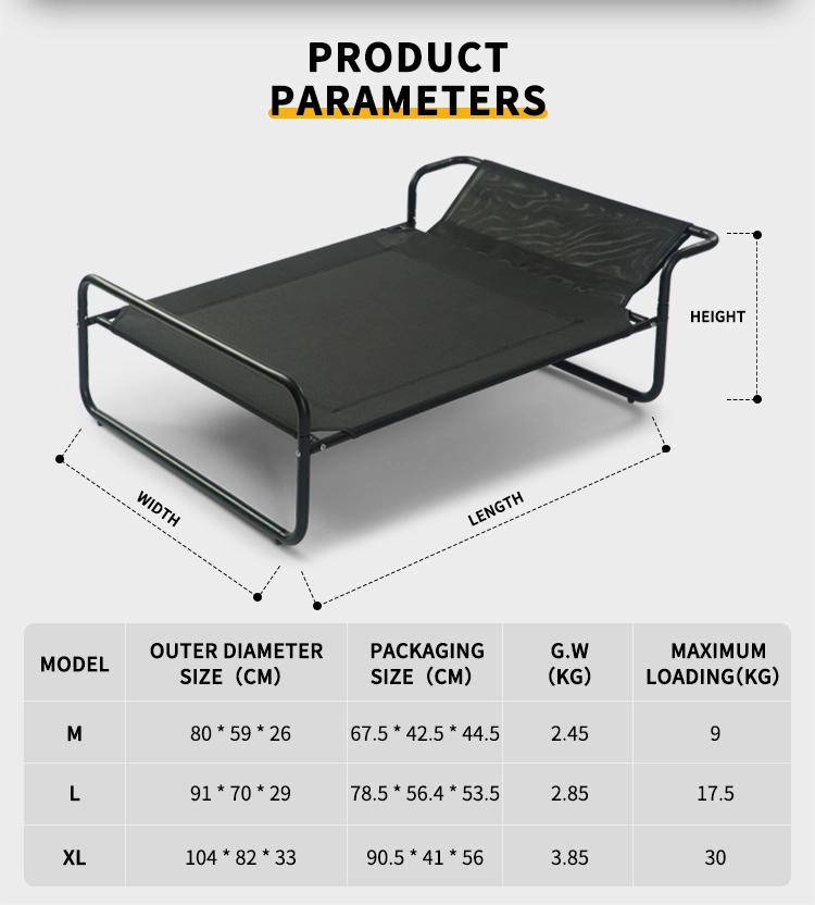 Customized Folding Elevated Dog Bed Indoor Outdoor Pet Camping Raised Cot