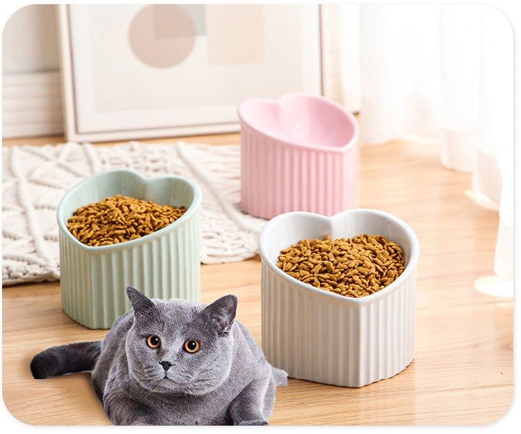 Raised Cat Food Water Bowl Tilted Elevated Cat Food Bowls No Spill Ceramic Pet Cat Food Feeder Bowl Collection