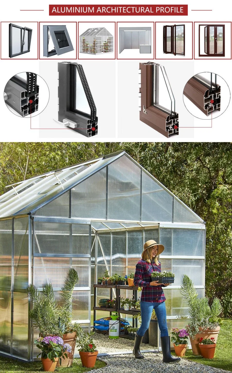 Small Mini Greenhouse Aluminum Profile Frame Green House