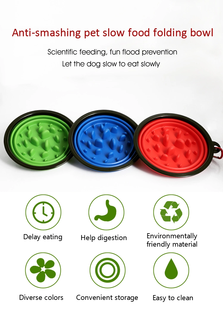 Portable Collapsible Pet Bowl Outdoor Eco-Friendly Pet Slow Feeder Dog Cat Bowl Travel Silicone Feeding Foldable Pet Bowl