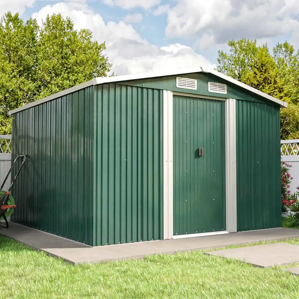 Building Garden Sheds Storage Portable Metal Green Waterproof Home Outdoor Metal Tools Storage Shed with Lockable