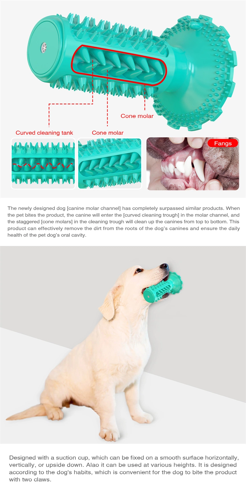 Dog Toothbrush Stick-Puppy Dental Care Brushing Stick Effective Dog Teeth Cleaning Massager Resistant Chew Dog Toy Squeaky