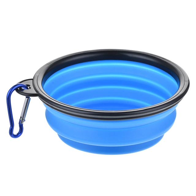 Portable Black Frame Dog Silicone Pet Foldable Water Bowl