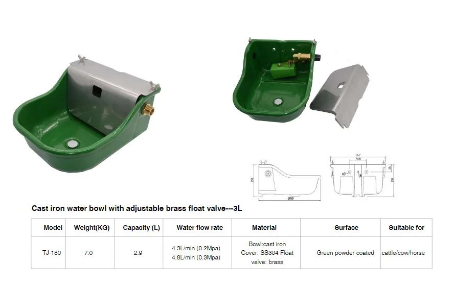 Animal Automatic Waterer with Drain for Pets, 2.9 Liter