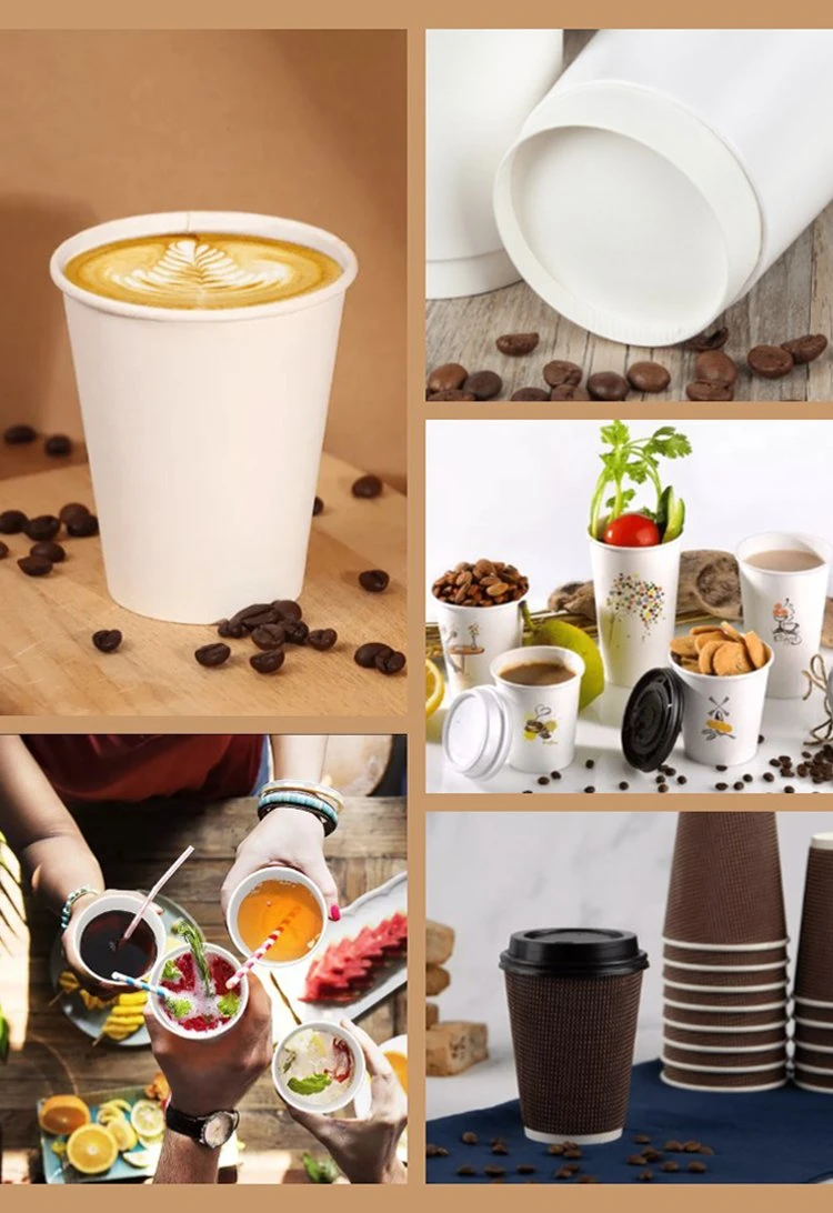 Wholesale Eco Friendly 100 Compostable PLA Coating Disposable 500ml 700ml Double Wall Paper Cups for Hot Coffee