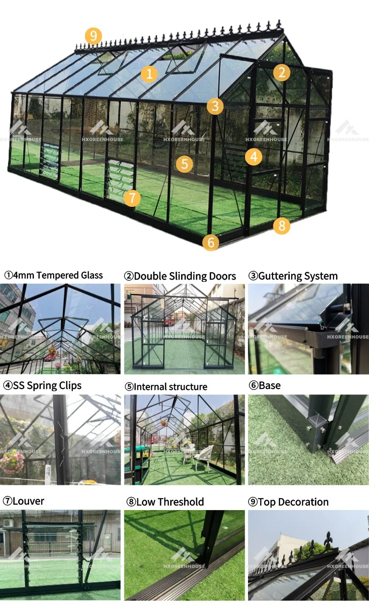 Metal Aluminium Greenouses Low Cost Frame Garden Greenhouses Assembled Hobby Greenhouse