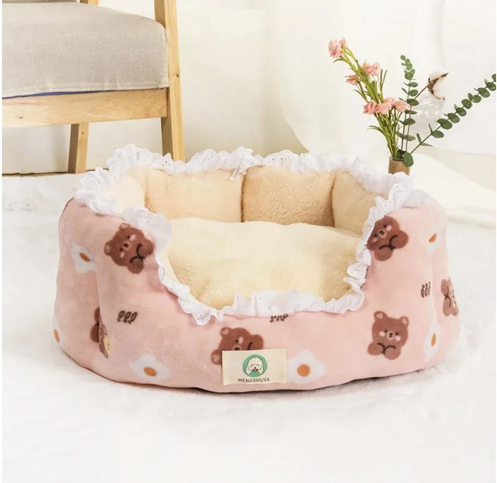 Hot Selling Cute Cartoon Printing Plush Kennel Pet Small Animal Dog Cat Beds Mat