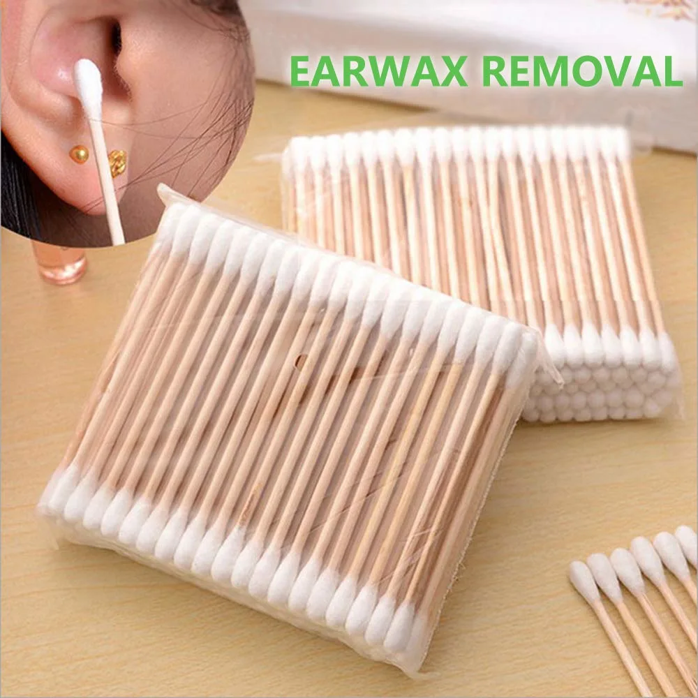 Bamboo Cotton Sticks 200 CT 100% Cotton Double-Tipped Makeup Personal Baby Pet Care Cotton Swab