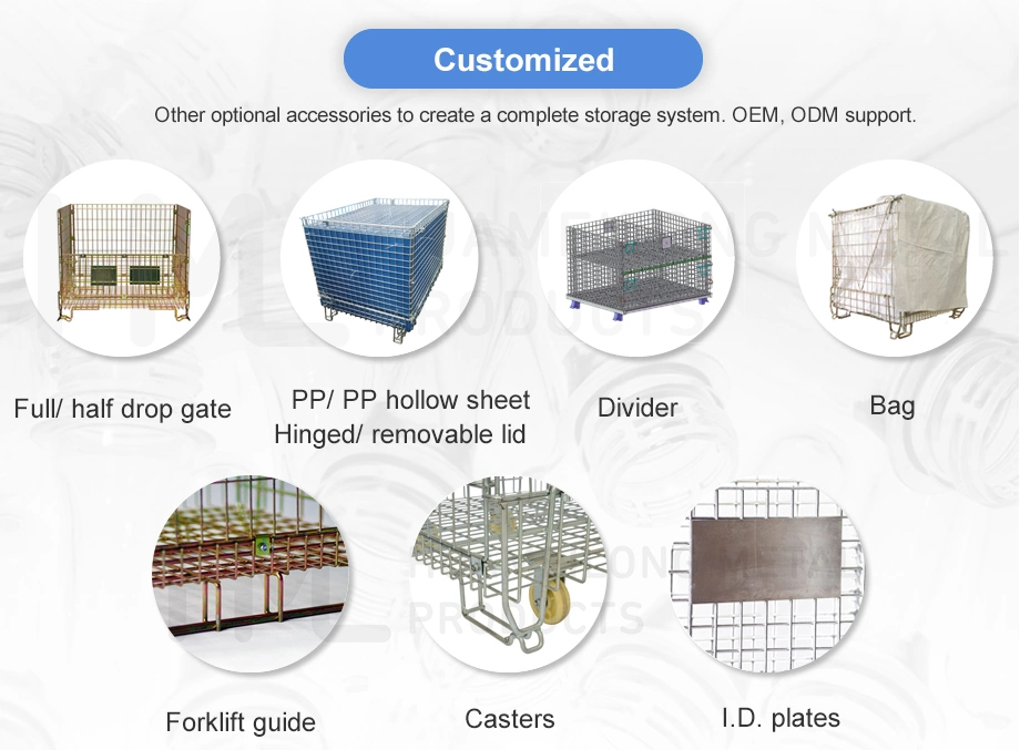 Warehouse Welded Folding Pet Preform Caps Transport Wire Mesh Cages