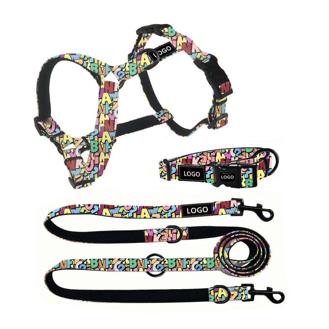 Wholesale Personalized Dog Collar and Leash High Quality Sublimation Dog Harness