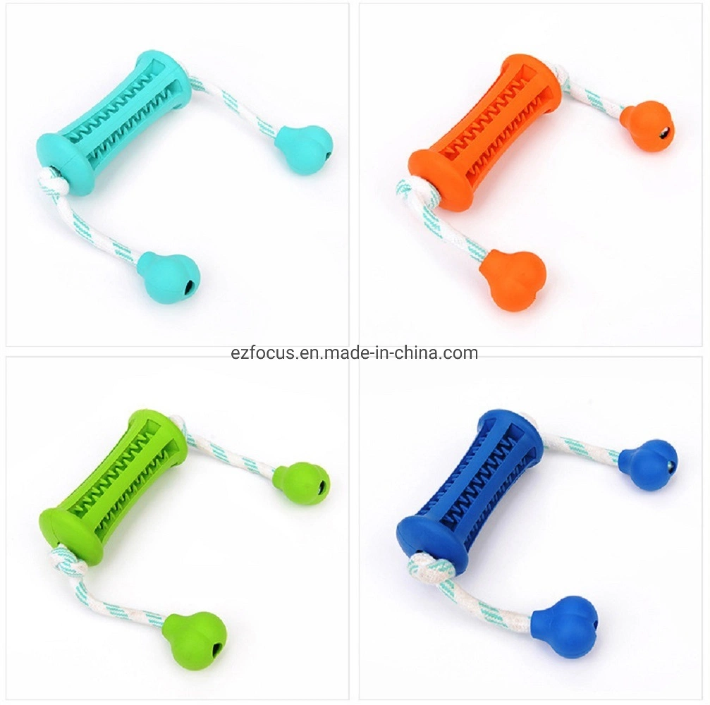 Dog Toy Cylinder on Rope, Dog Chew Toys, Dog Toys Treat Dispenser Chew Tug Rope Ball Wbb17689