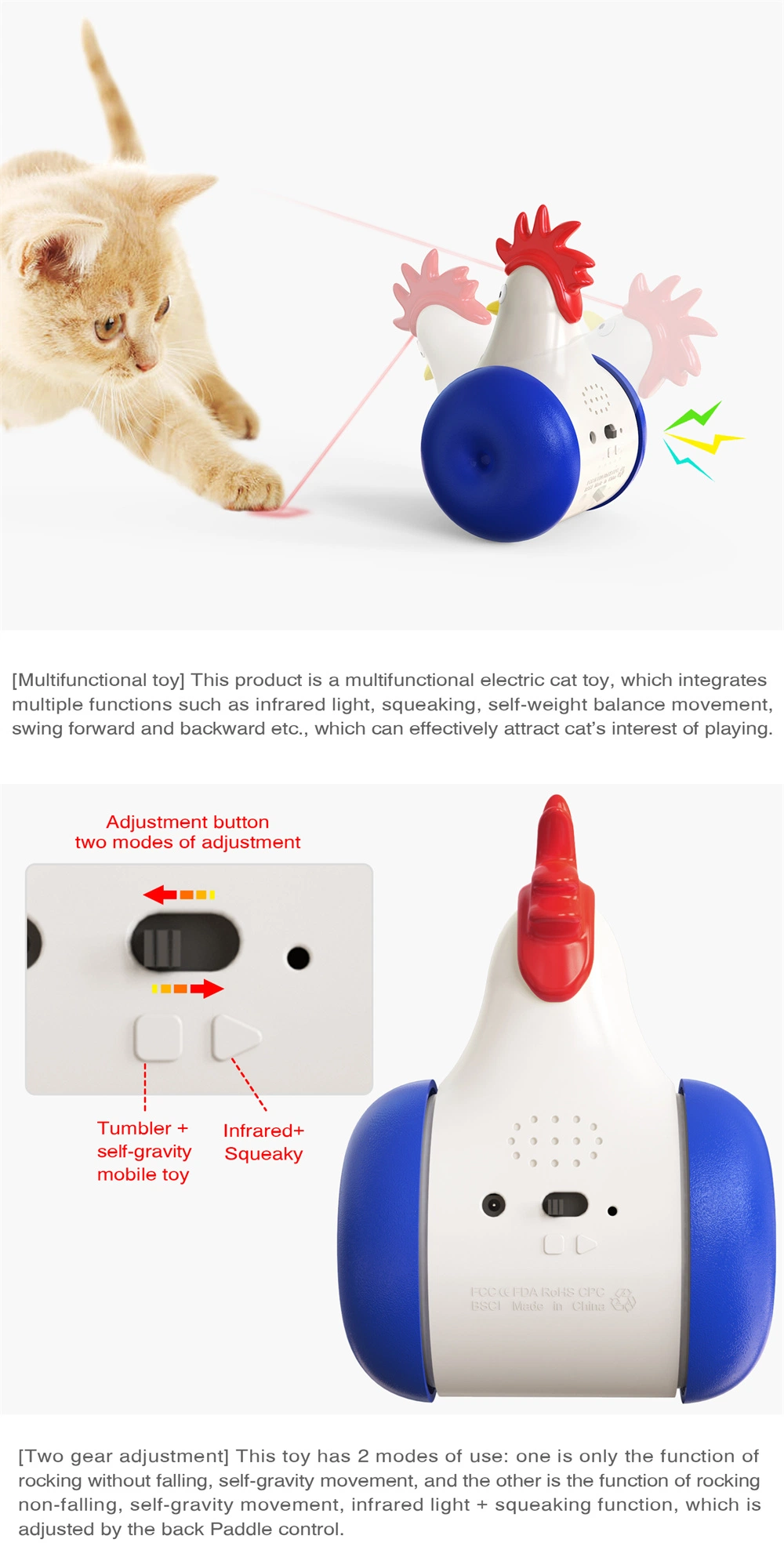 Interactive Automatic Cat Laser Toys Squeaky Toy Bird Song Toy