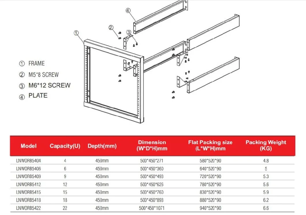 6u Cold Rolled Steel Wall Mount Open Rack Eia 19&prime;&prime; Outdoor Frame