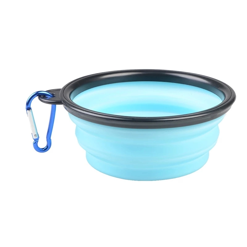 Portable Black Frame Dog Silicone Pet Foldable Water Bowl