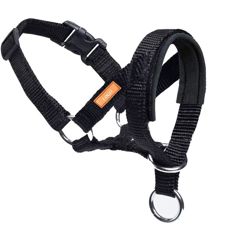 Wholesale Adjustable Dog Head Collar Anti-Pulling Pet Head Muzzle Harness for Dogs with Padded Fabric Ribbons Solid