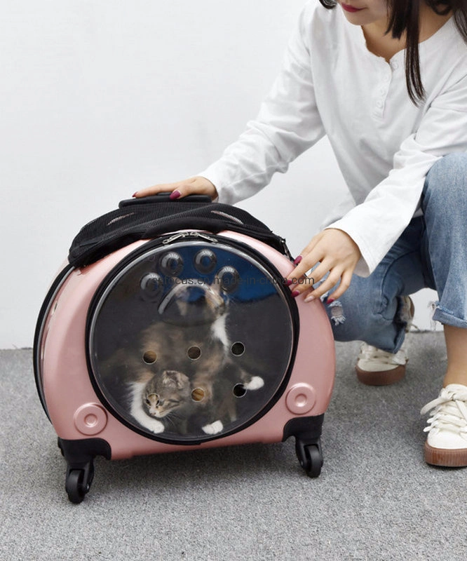 Transparent Rolling Backpack Carrier Cat Dog Carrier Bag Space Capsule Breathable Luggage Pet Travel Bag Outdoor Trolley Backpack Wbb12512