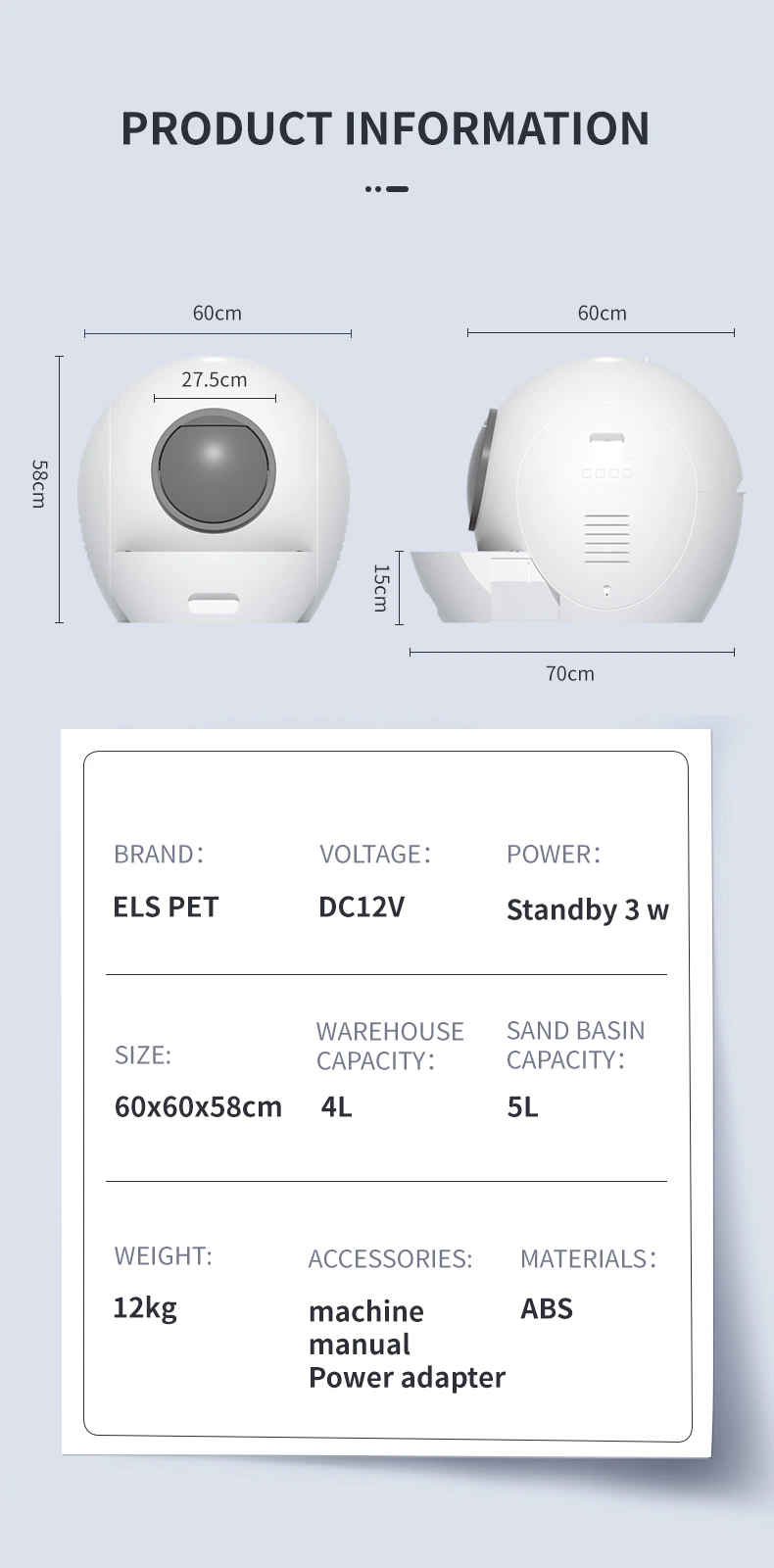 Automatic Self-Cleaning Cat Litter Box with APP Control