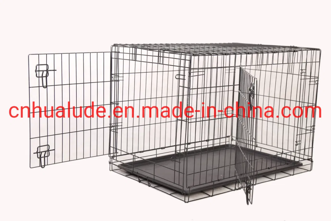 Manufacturer Supply Black Metal Mesh Pet Dog Cage, Durable Foldable Dog Crate
