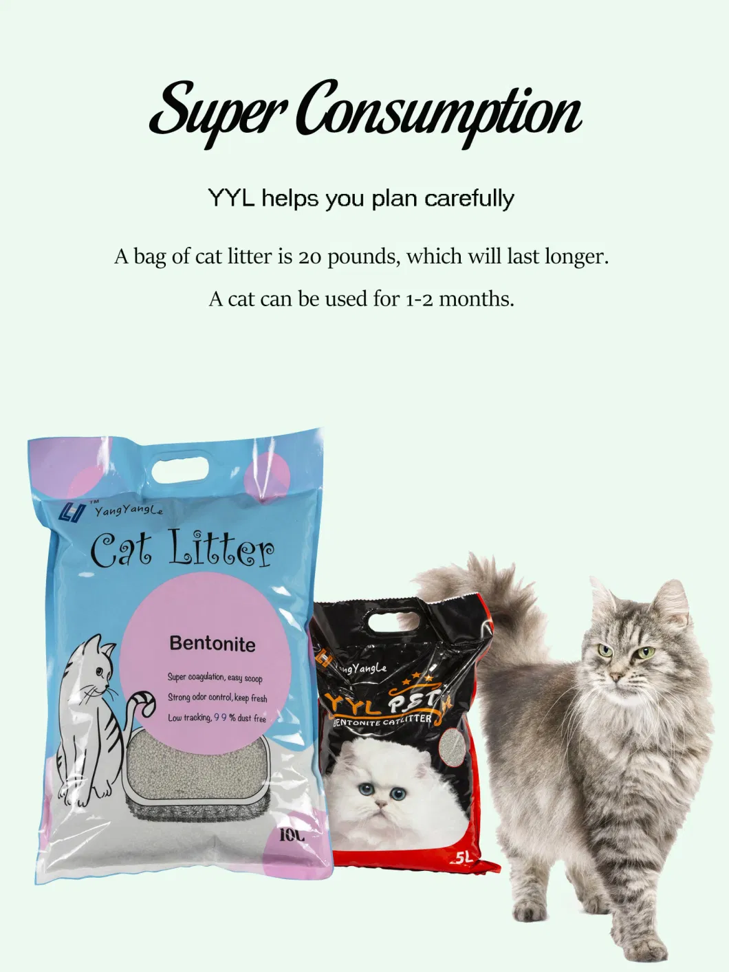 Pet Cat Litter with Easy Scoop and Hard Clump