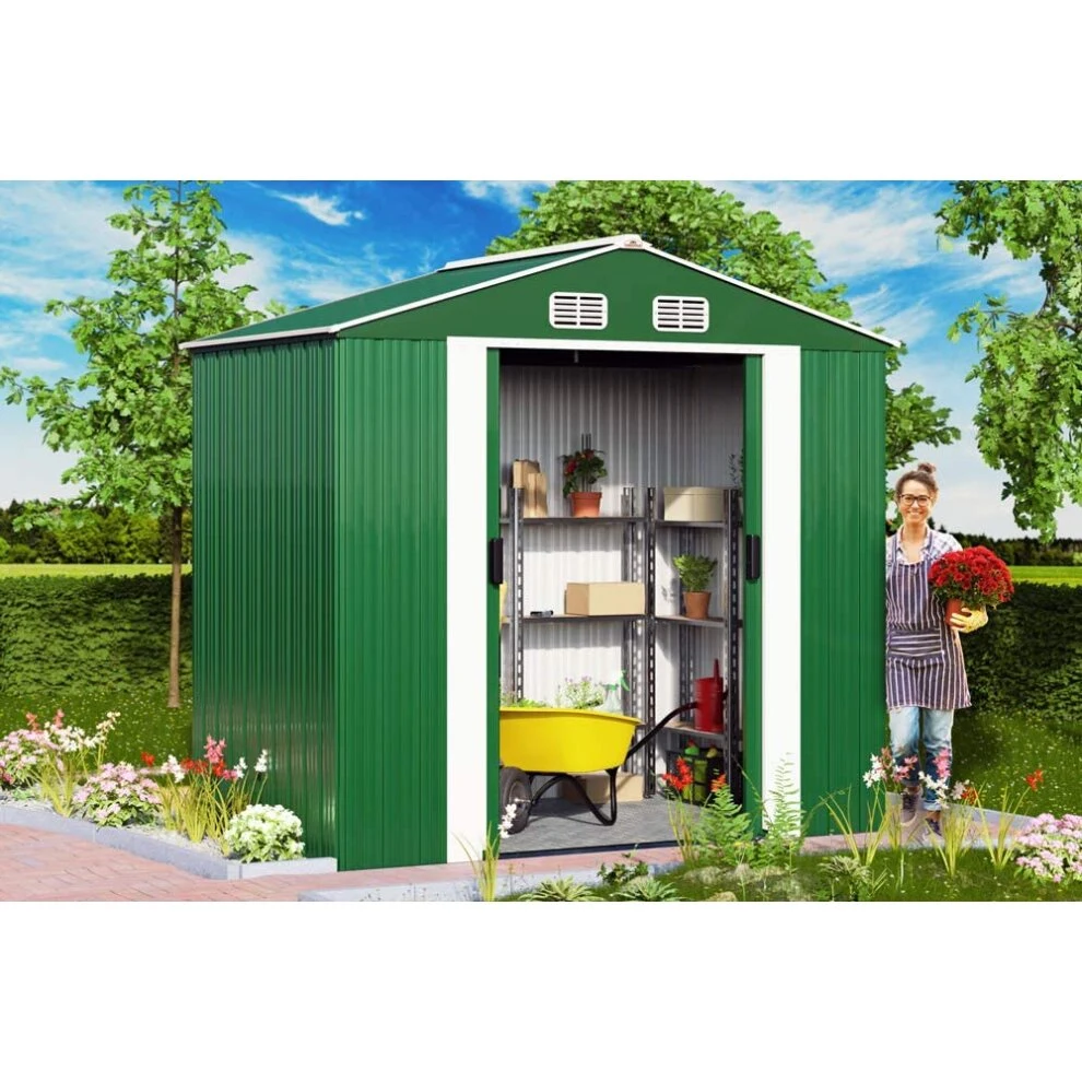 Outdoor Home Backyard Galvanized Light Steel Garden Yard Metal Tool Shed