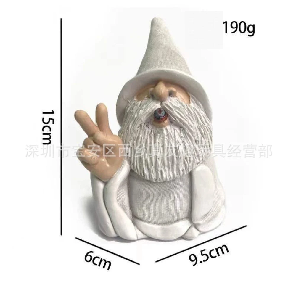 White Wizard Gnome Smoking Middle Finger Garden Yard Lawn Ornament Ci25212