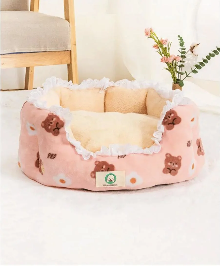 Hot Selling Cute Cartoon Printing Plush Kennel Pet Small Animal Dog Cat Beds Mat