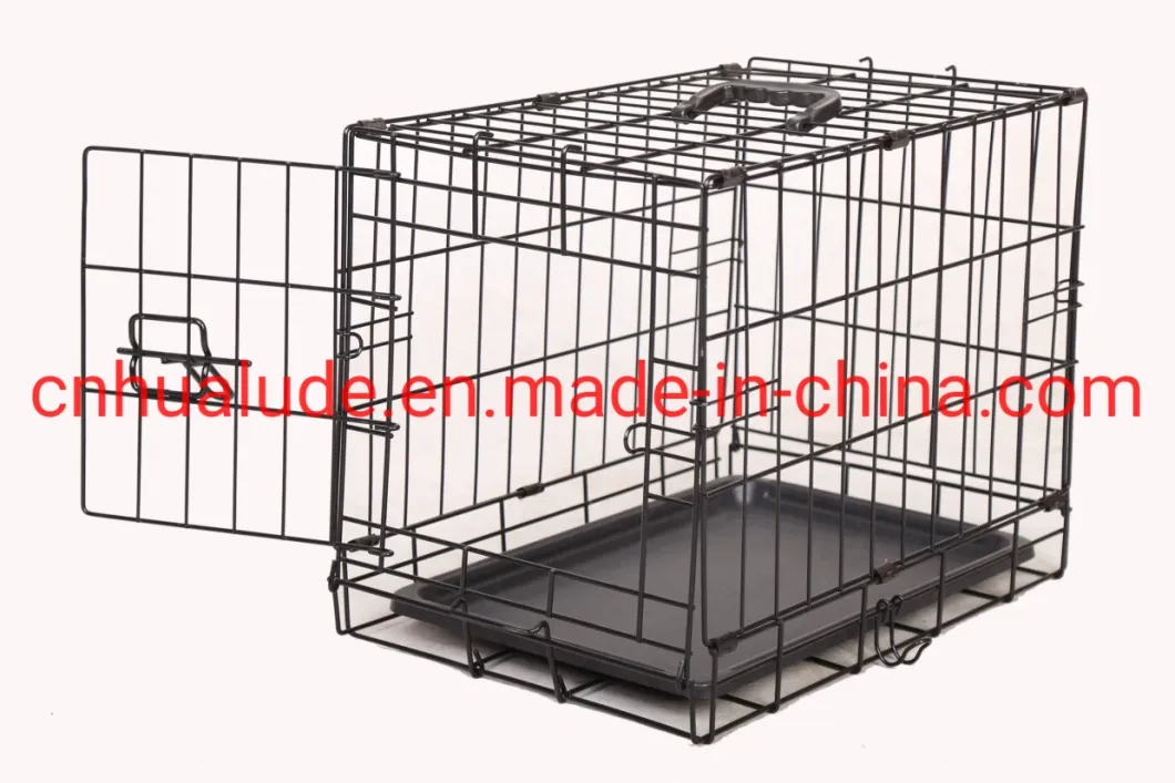 Manufacturer Supply Black Metal Mesh Pet Dog Cage, Durable Foldable Dog Crate