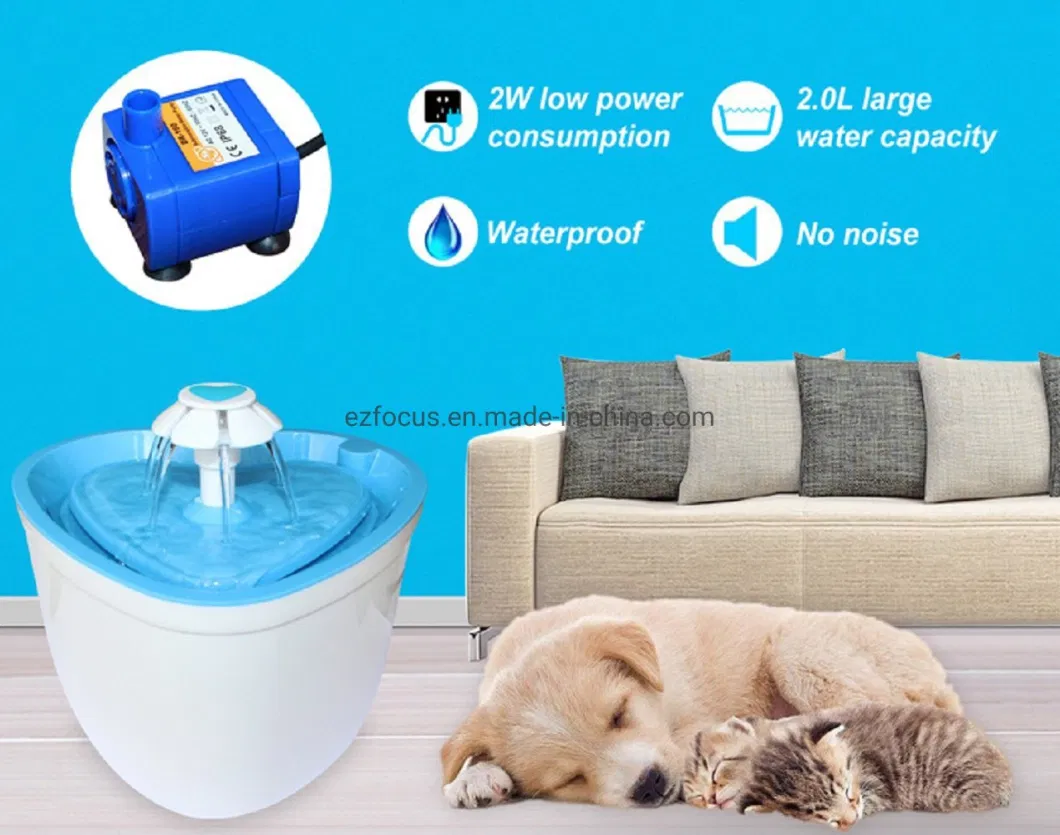 Pet Water Fountain 2L Super Quiet Flower Automatic Water Bowl Healthy and Hygienic Heart Shape Pet Drinking Dispenser for Dogs, Cats and Other Animals Wbb17364