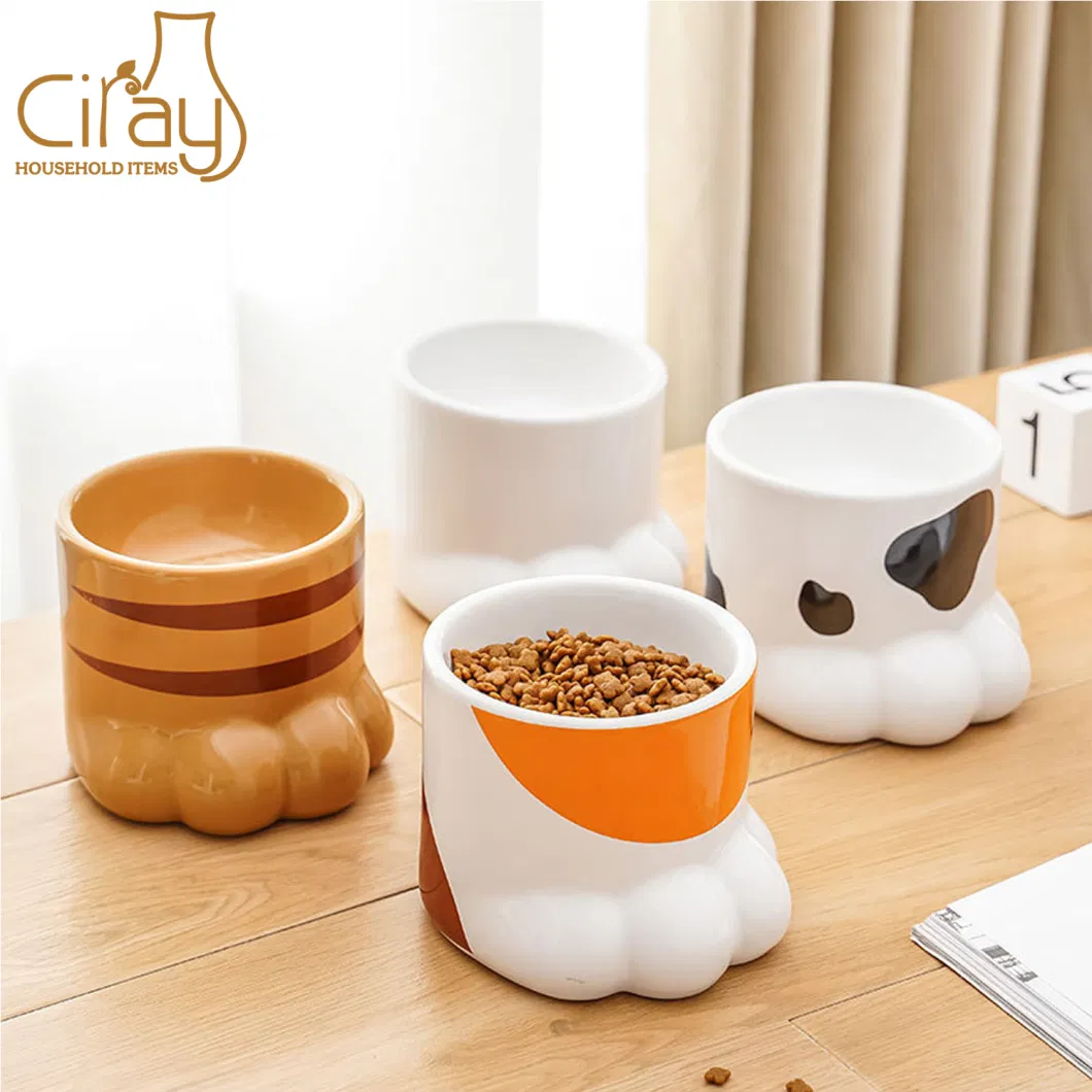 Creative Very Cute Raised Ceramic Pet Bowl Cat Feeder